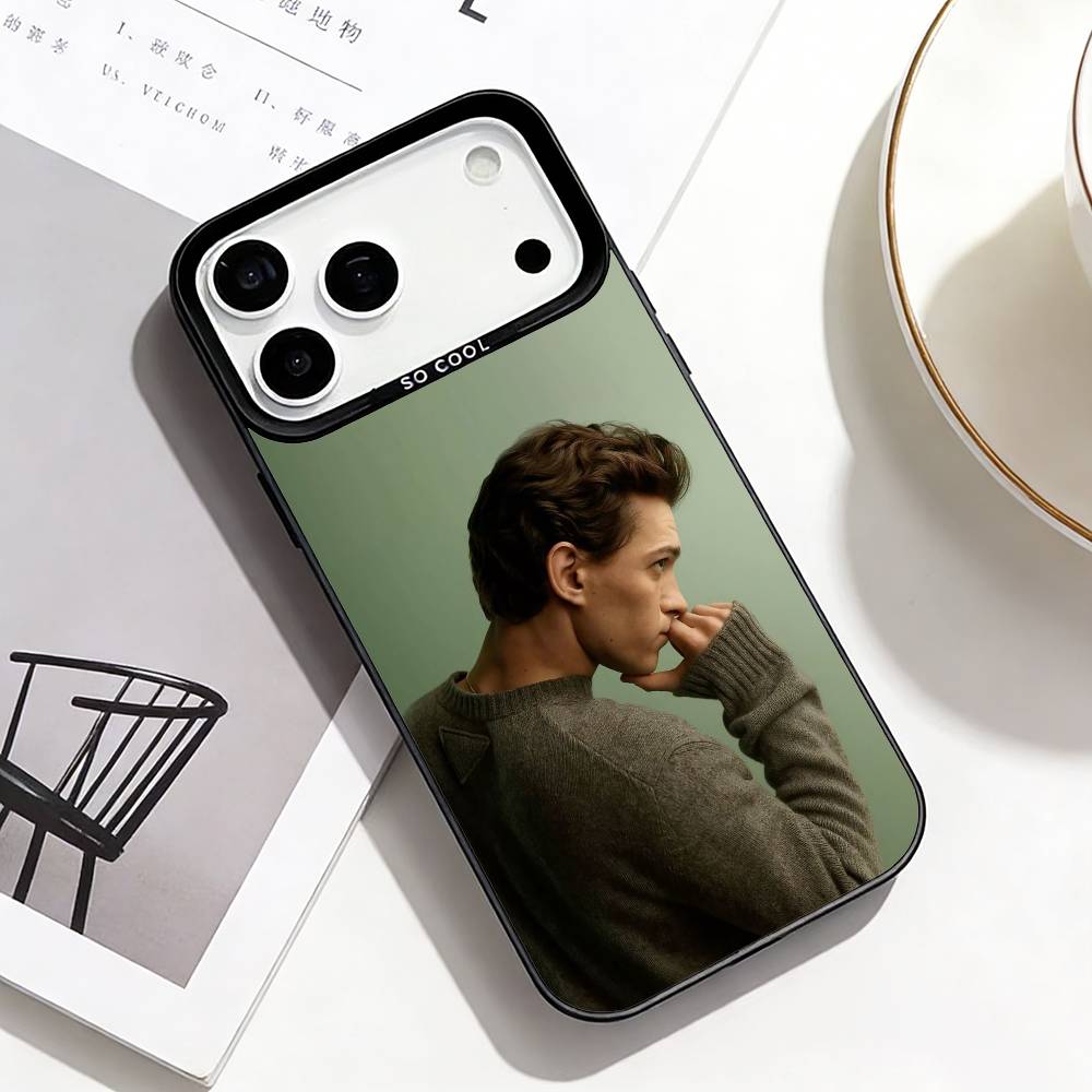 Youthful Charm Star T-Tom Holland Phone Case For iPhone17,16,15,14,13,12,11 Plus,Pro Max Black Border Silver Plated Cover