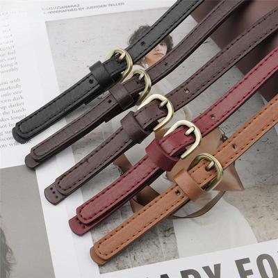 1Pc  Removable Double Buckle Leather Bag Strap, Pressed Line Crossbody Shoulder Bag Strap Pu Stitch DIY Handmade Bag Strap