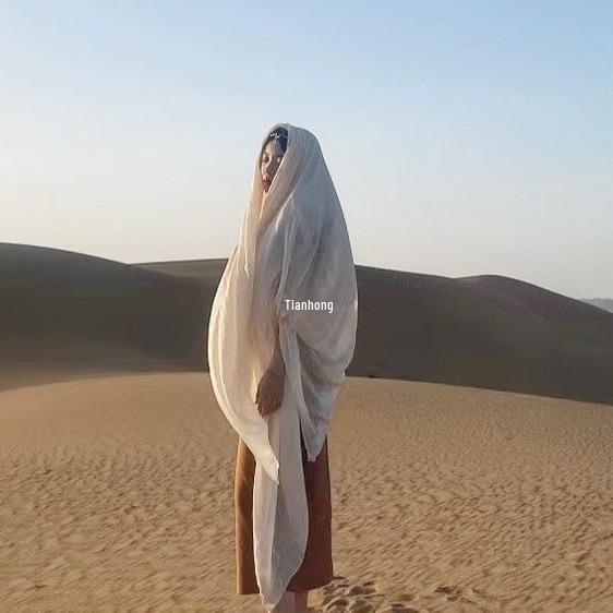 Desert Sun Protection Shawl: Lightweight Cotton Linen Silk Scarf for Travel