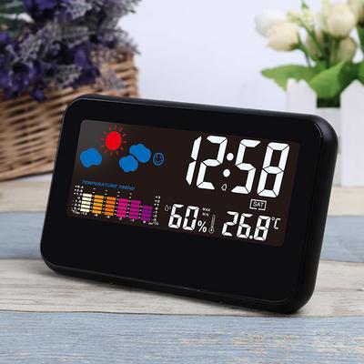 Color Screen Weather Alarm Clock, Voice Control Temperature Humidity Premium Desktop Clock