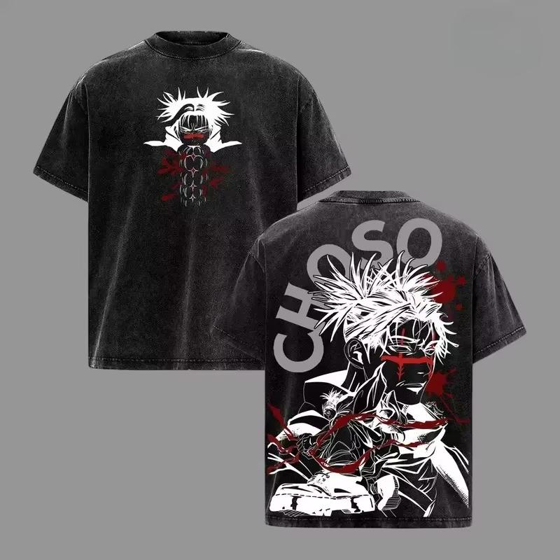 Jujutsu Kaisen Choso Print T-shirt Men's Clothing Women Short Sleeve 100% Cotton Top Retro Washed Tee Male 2026 Summer new Tops