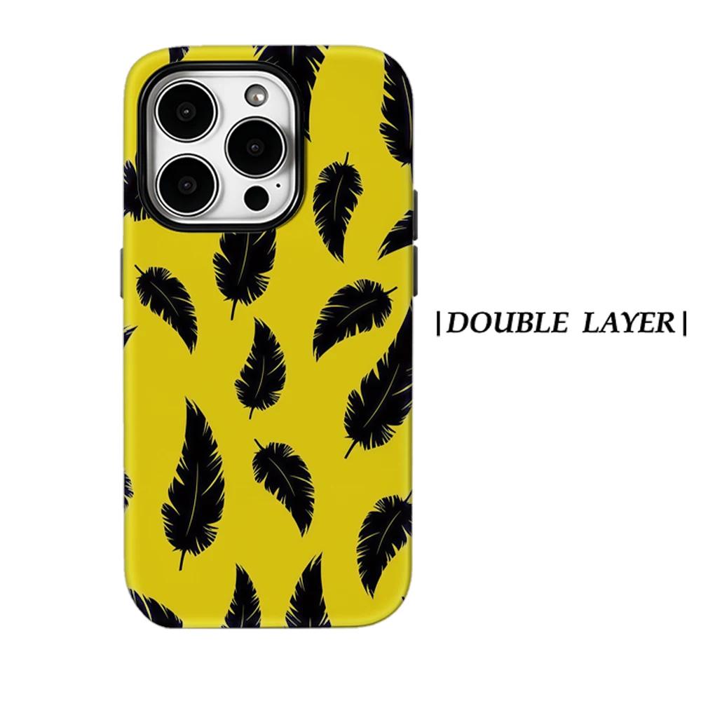 

Yellow Feather Silhouette Phone Case for IPhone 17 16 15 14 13 Pro Max Plus for Magnetic Single Double-layer Tough Case IPHONE16PROMAX