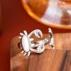 Women's Titanium Steel Starfish Ring - Stainless Steel Open Design, Colorfast 18k Gold Vacuum Electroplated