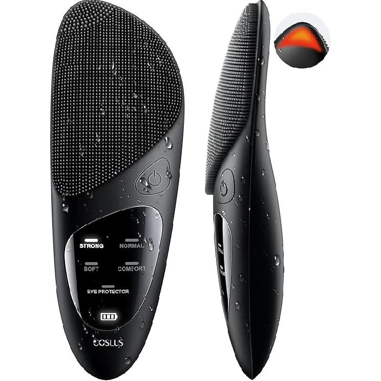 COSLUS Face Scrubber Facial Cleansing Brush: Silicone Portable Waterproof Rechargeable Face Wash Brush, 4 Cleansing Modes, Electric Face Exfoliator