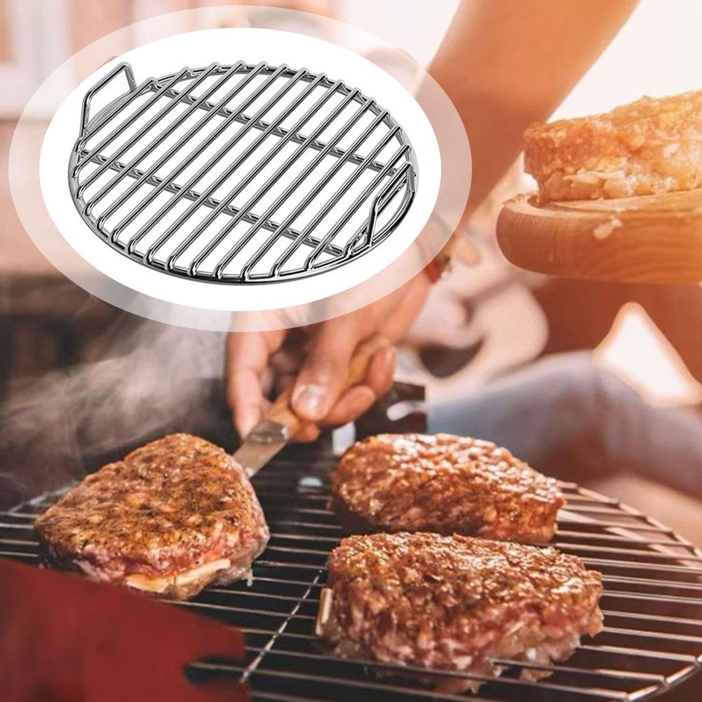 40cm Round Grilling Grates Replacement Stainless Steel With Handle BBQ Grills Mesh Straight-Bar Design Outdoor Camping Party