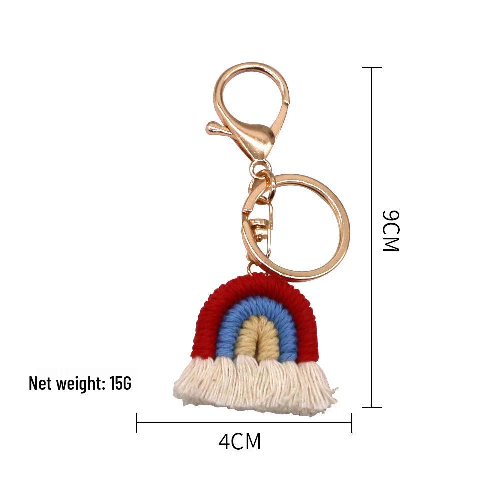 Nordic Rainbow Woven Tassel Keychain Pendant - Ethnic Style Ornament for Bags & Cars