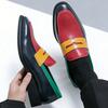 Fashion Colorful Penny Loafers Slip On Leather Men Shoes  Simple Pointed Toe Dress Business Casual Party Wedding Shoes For Man