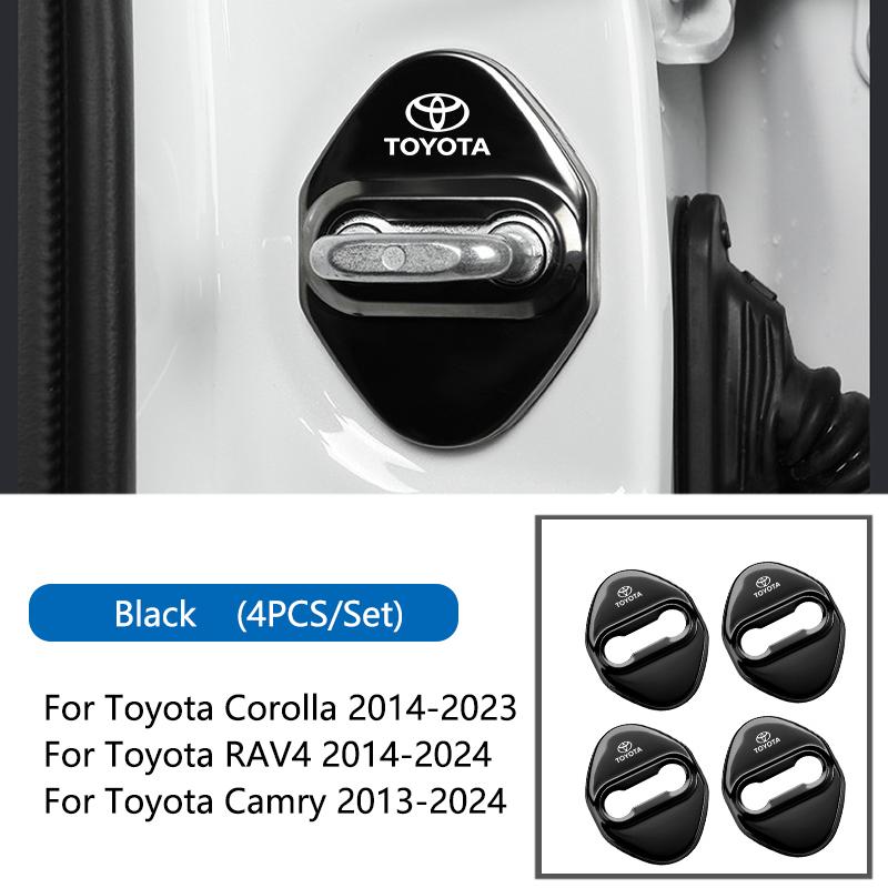4PCS Car Door Lock Cover Stickers For Toyota Corolla RAV4 Camry 2014-2023 Metal Car Door Lock Protective Sticker Key Accessories