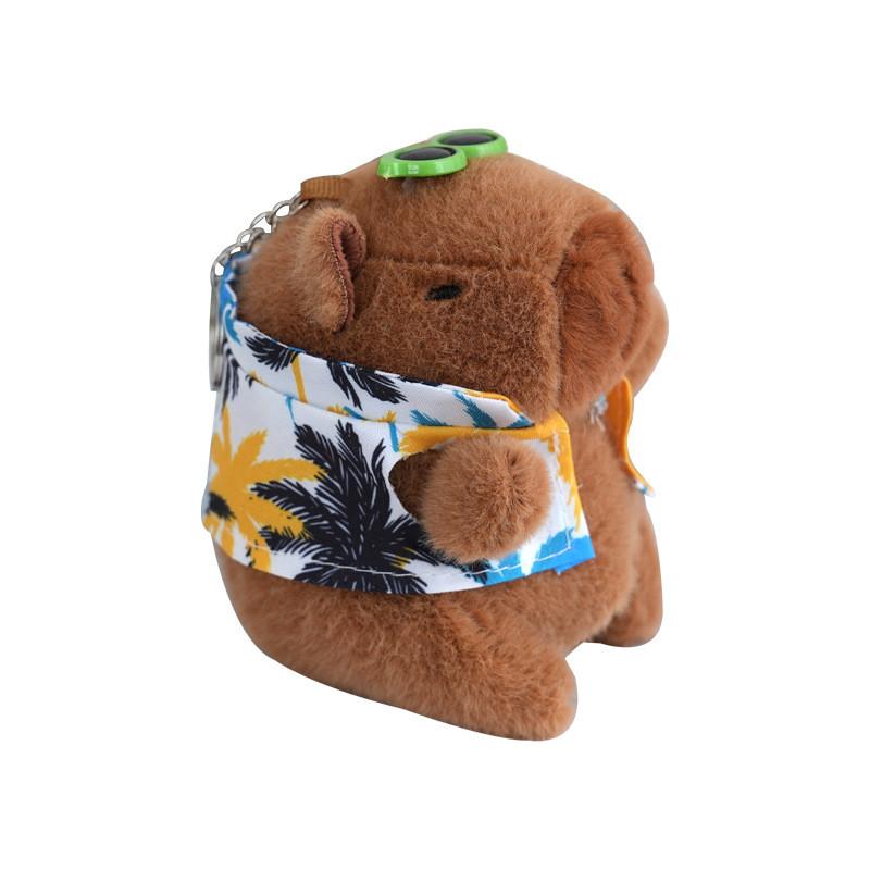Capybara Summer Wear Plush Keychain Bag Pendant Cartoon Decoration Gift Kids