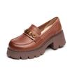 The First Layer of Cowhide Loafers Women's Autumn New Leather One-pedal Temperament Foam Platform Single Shoes Women's Muffin Women's Shoes