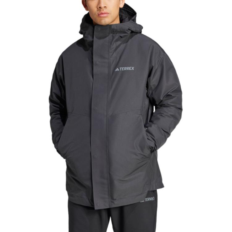 Adidas Terrex Xploric Series Outdoor Windproof Breathable Comfortable Waterproof Windbreaker Men Jackets Black IX7937
