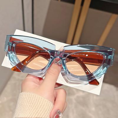 Óculos de Sol Moda Olho de Gato com Armação Grossa Irregular, Perfeitos para Fotografia de Rua ao Ar Livre, Óculos Decorativos Comuns