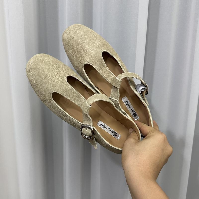 Fashion SUOJIALUN 2025 Autumn New Brand Women Flat Shoes Fashion Cow Suede Ladies Casual Mary Jane Shoes Soft Flat Heel Dress Single Sh