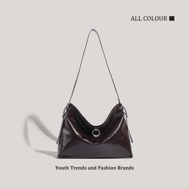 

Сумка женская новая ретро сумка-тоут для поездок на работу модная универсальная сумка через плечо нишевый дизайн подмышечная сумка для ношения через плечо темно-коричневого