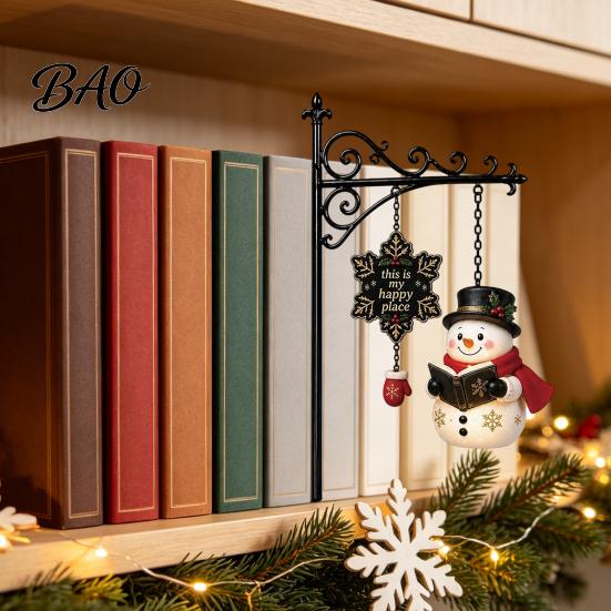 Holiday Gift for Friends 2PCS Christmas Bookshelf Lamp, Resin Santa Claus Elk Snowman Hanging Light Bedroom Light, Multi-Color Lighting Wall