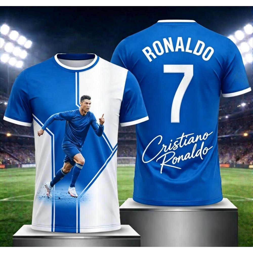 2026 Estate Ronaldo #7 Maglietta da Calcio per tifosi da uomo Maglia da Calcio Traspirante Asciugatura Rapida Maglietta da Allenamento Sportiva per tifosi