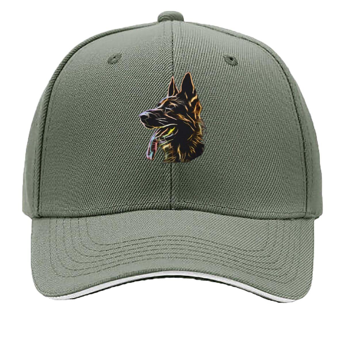 

German Shepherd Dog Colorful Pet Portrait Art Sandwich Baseball Cap One Size темно серый