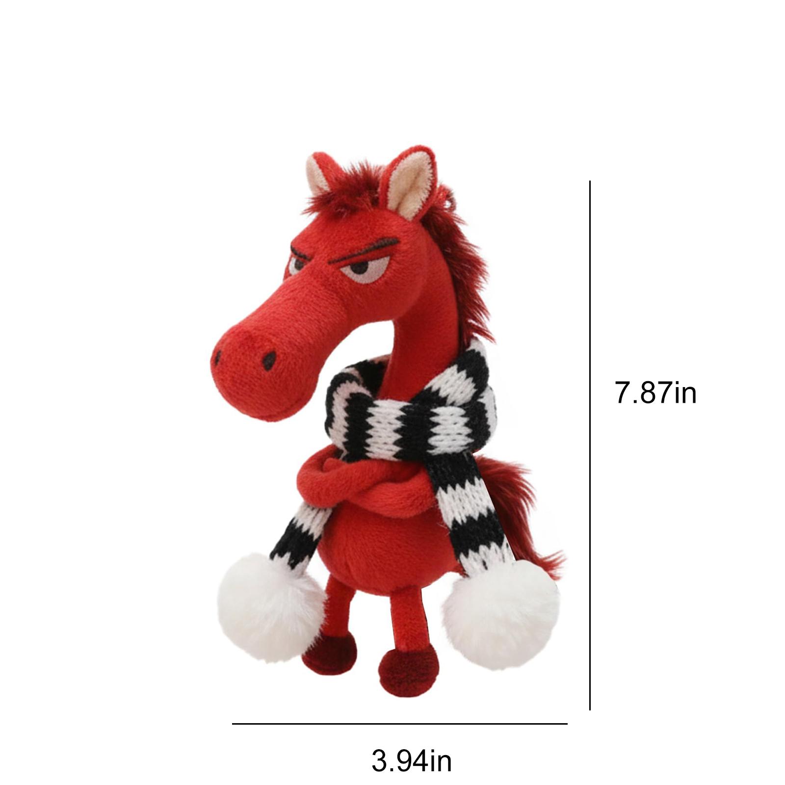 

Year of The Horse Lucky Mascot Keychain Symbolizing Strength Courage Balance Soft Horse Plush Pendant for Backpack Purse and Bag красный