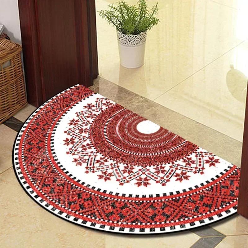 1PC Retro Door Rug Semi-circular Floor Mat Entrance Door Rugs Non-slip Absorbent Bathroom Mat Room Home Decoration Hogar Tapete