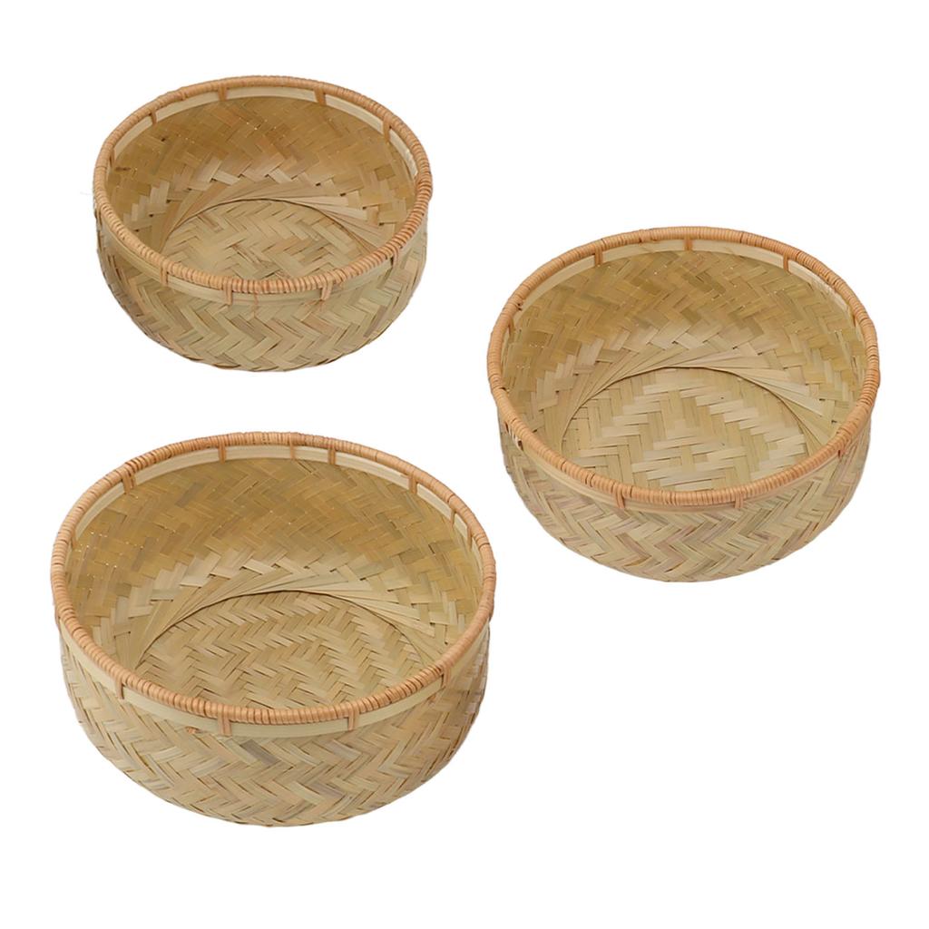 3PCS Woven Storage Bowls Large Capacity Exquisite Clear Grain Decorative Woven Serving Basket Bowl