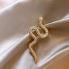 Unique Design Gold Color Snake Brooches for Women Men Unisex Full of Rhinestone Snake Animal Pins Badge Jewelry Gifts