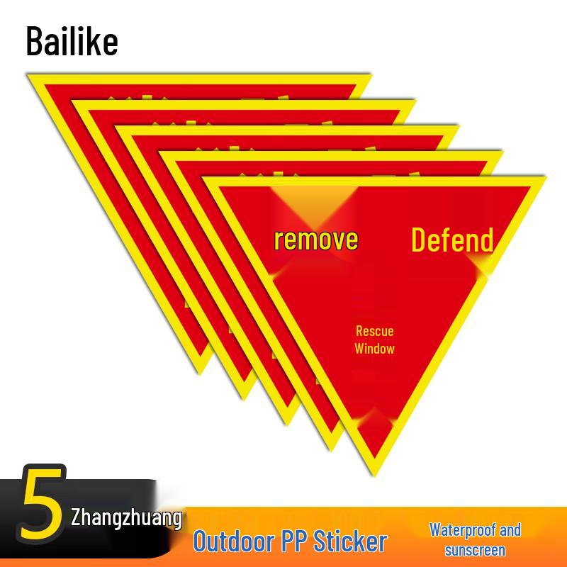 Bailike Fire Safety Warning Window Stickers (5 Pcs) 15x15cm