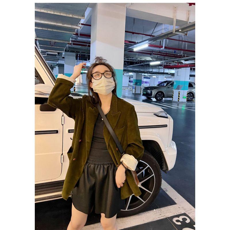 

Пальто Женское Уютный Манжет, Контрастные Цвета Повседневный Костюм Green S