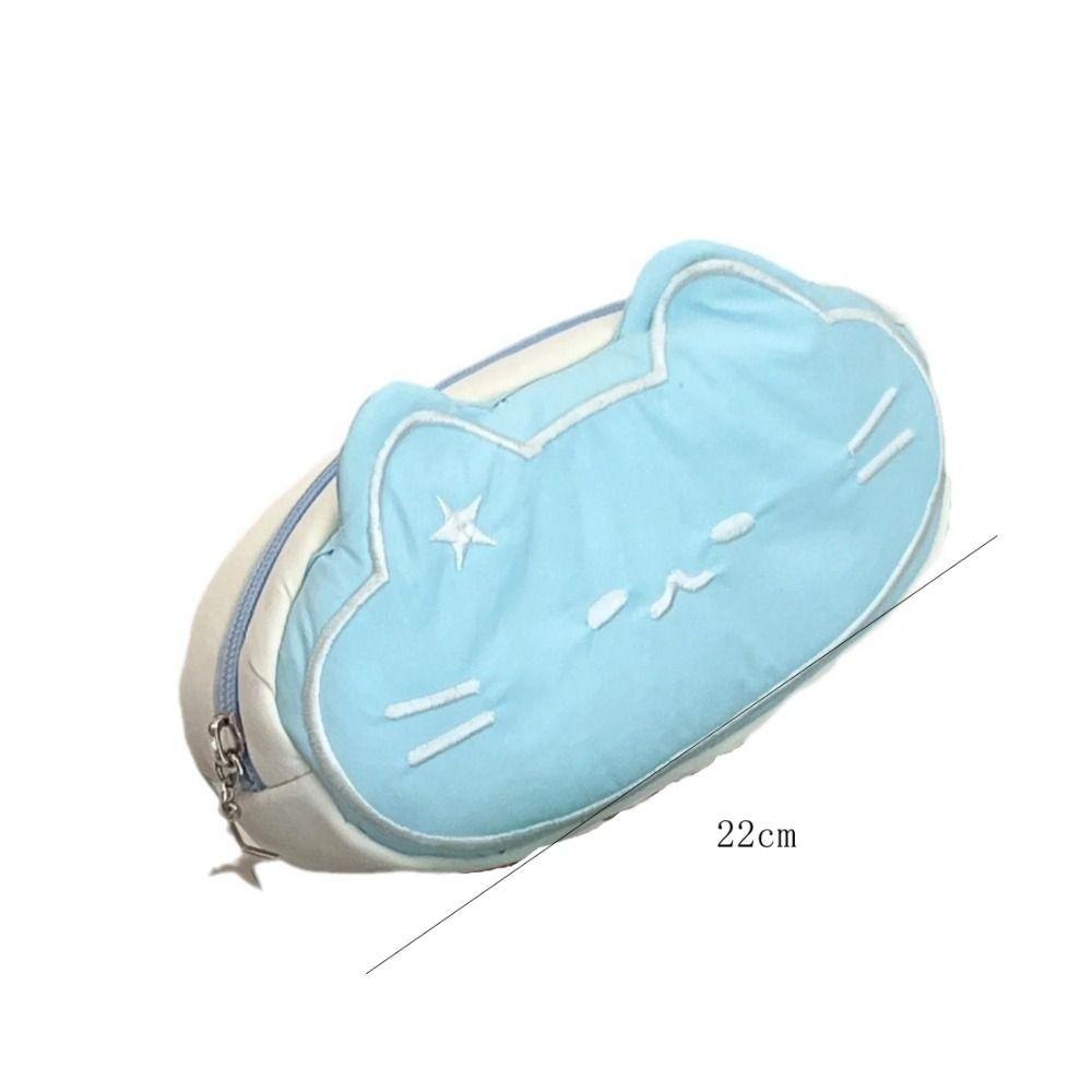Large Capacity Pen Storage Bag Cat Print Pen Organizer Bag Fashion Plush Pencil Case  Children
