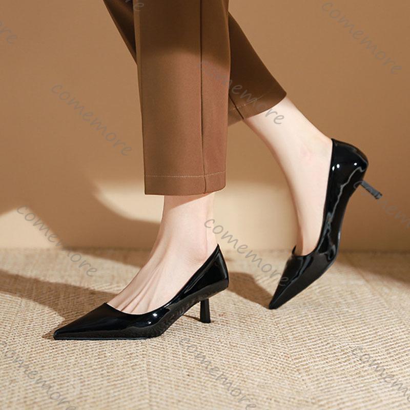 Fashion Comemore Patent Leather High Heels Women Shoes Sexy Thin Heeled Party Dress Shoe Solid Spring Autumn Soft Leather Pumps or Women
