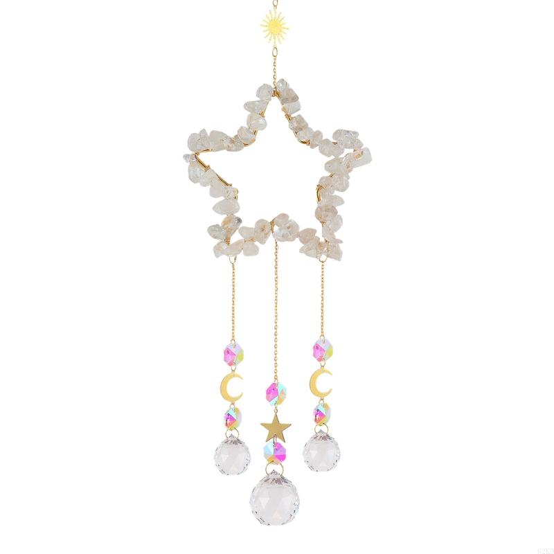 62KD Natural for raw Stone Amethyst Light Crystal Wind Chimes Pendant Dream Rainbow