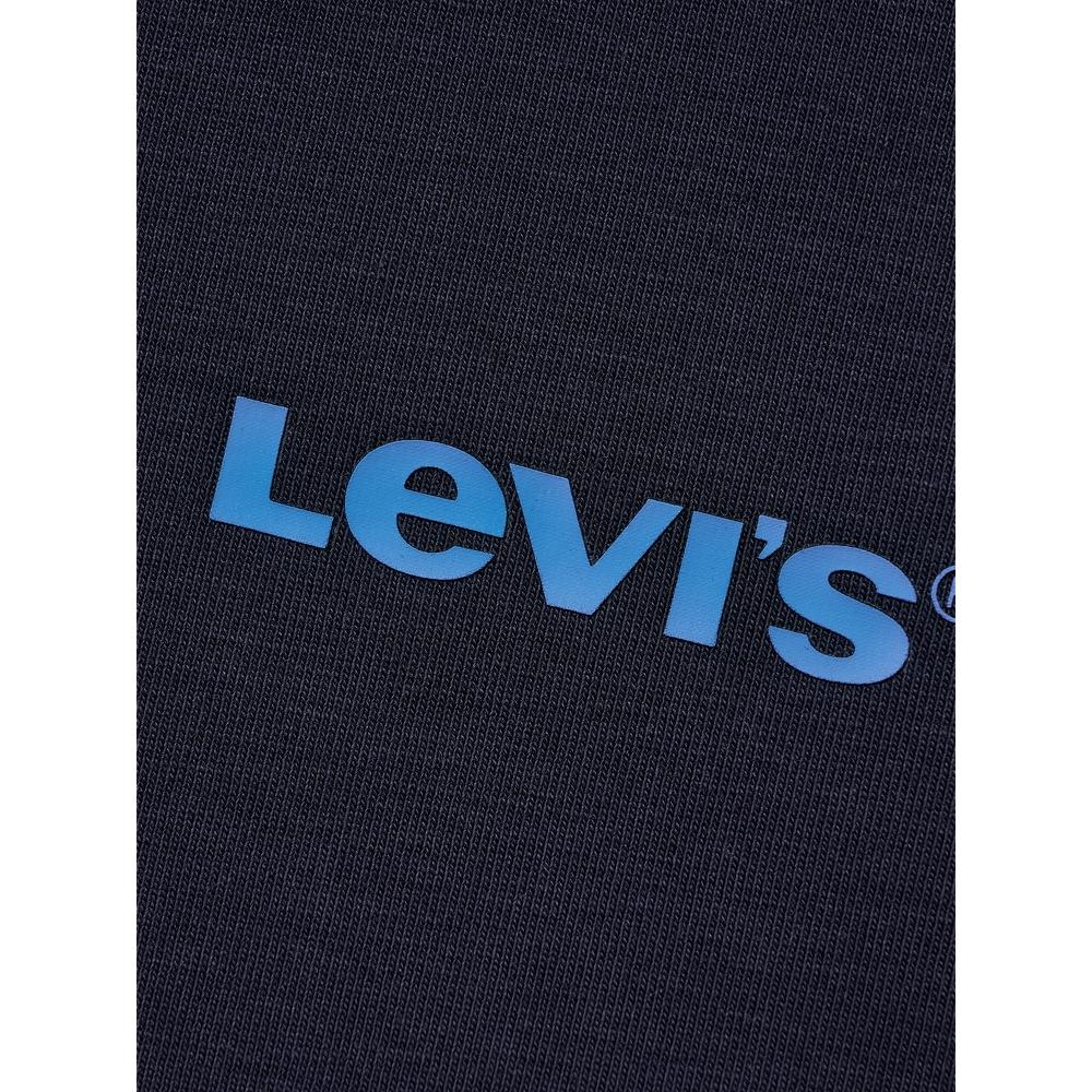 Levis Loose Casual Letter Logo Ribbed Round Neck Short Sleeve T-Shirt Men Tops Navy-Blue 002XA-0001