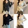 Casual T Shirt For Women With Lace Collage And Deep V Neck In Soft Fabric For Office Wear