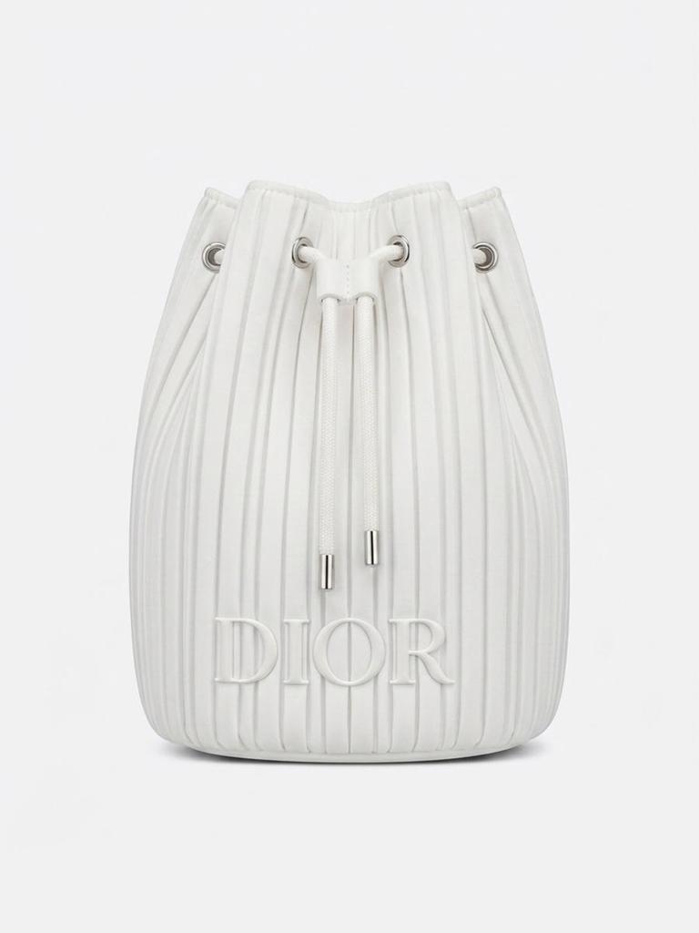 Dior Weißer gefalteter Kosmetikbeutel mit Kordelzug DIOR Logo Make-up-Aufbewahrungstasche Tragbarer Reise-Kulturbeutel Handtasche