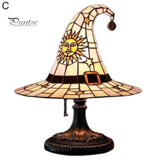 Witch Hat Lamp LED Night Light Soft Glow Battery Powered Handmade Gothic Wizard Hat Shape Light Bedside Lamp Decoration