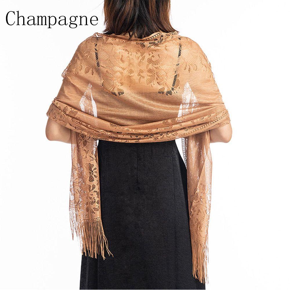 

Полый Вечеринка Ужин Вечерний Накидки Пашмина Шарф Центральный Шик Тюль Свадебная Накидка Шаль Кружево шампанского