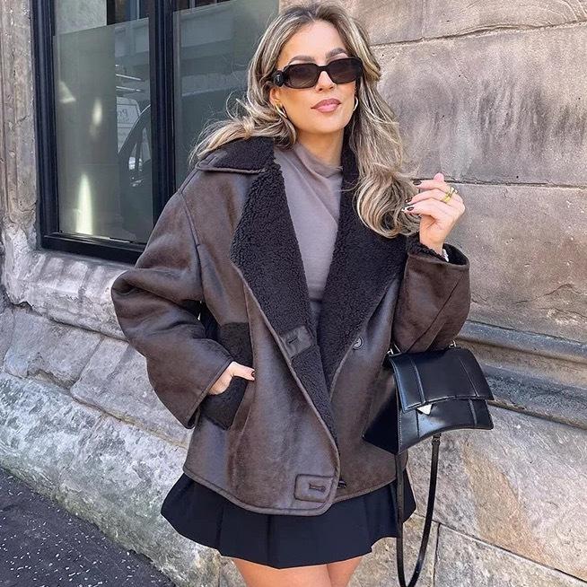 Damen Herbst und Winter Neu Locker Pelz Einteiler Warme Jacke für Damen