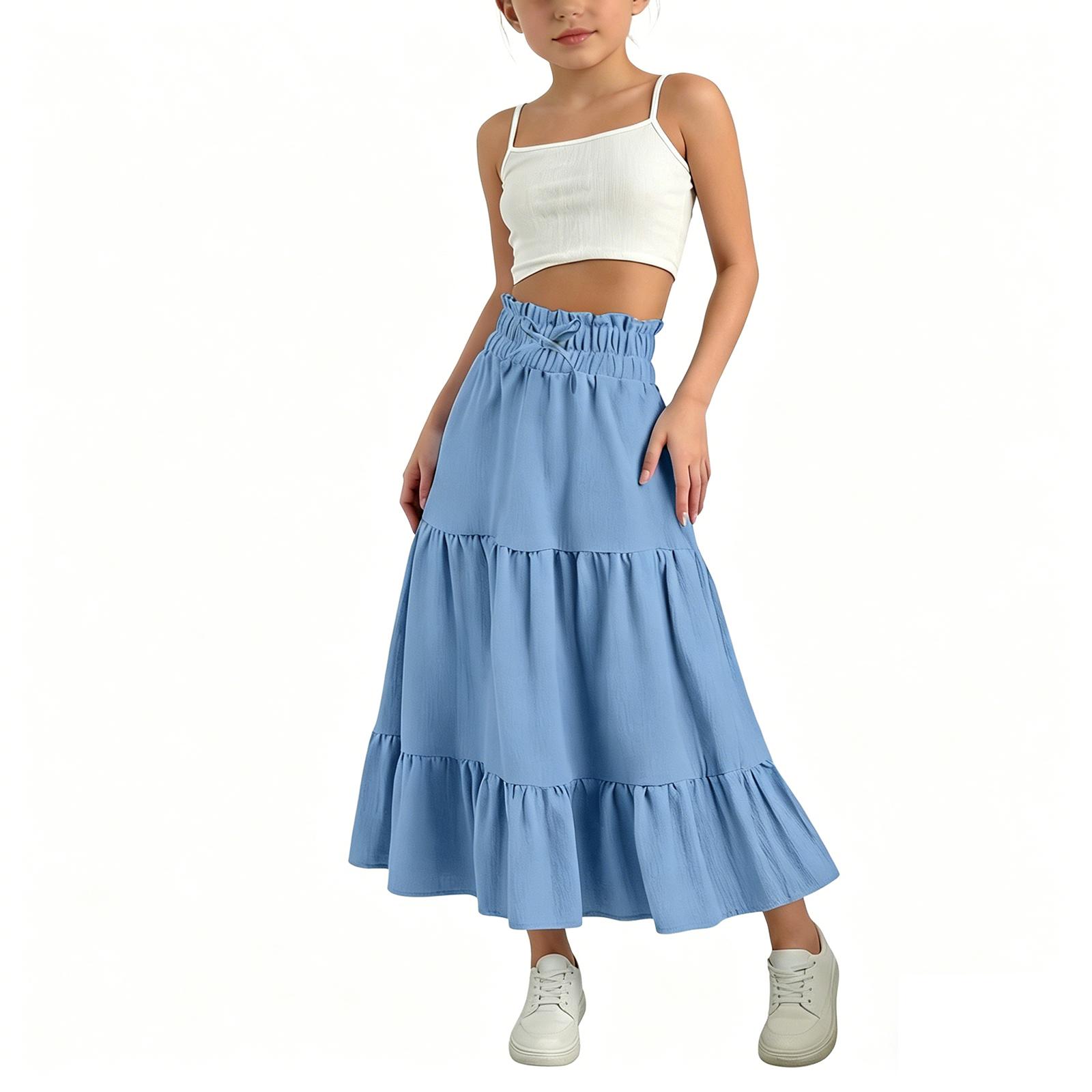 

Children s Casual Tiered Cake Skirt, Long Skirt, And Half-length Skirt 170 синий