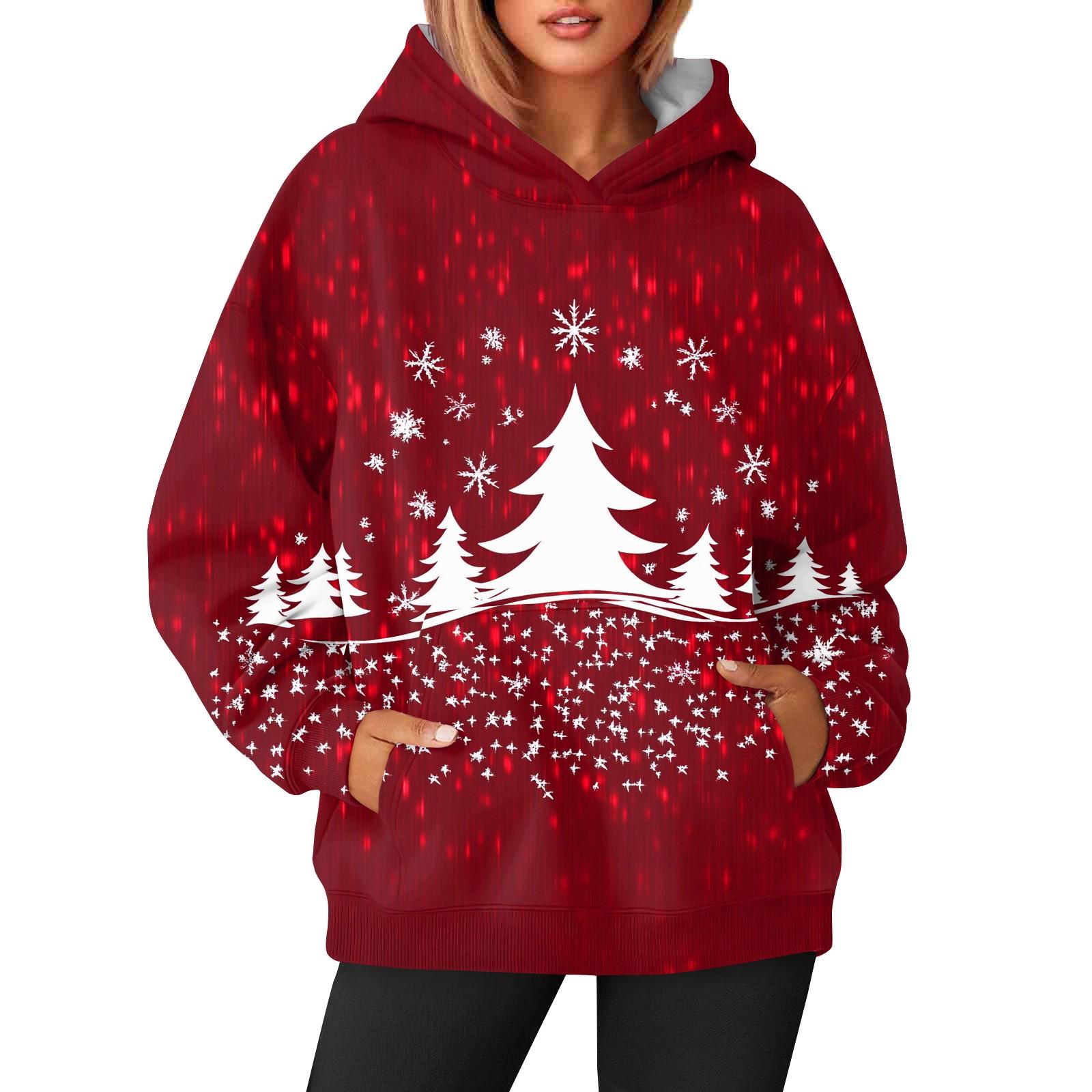 

Женская модная и повседневная толстовка с капюшоном и длинными рукавами с принтом XL винный