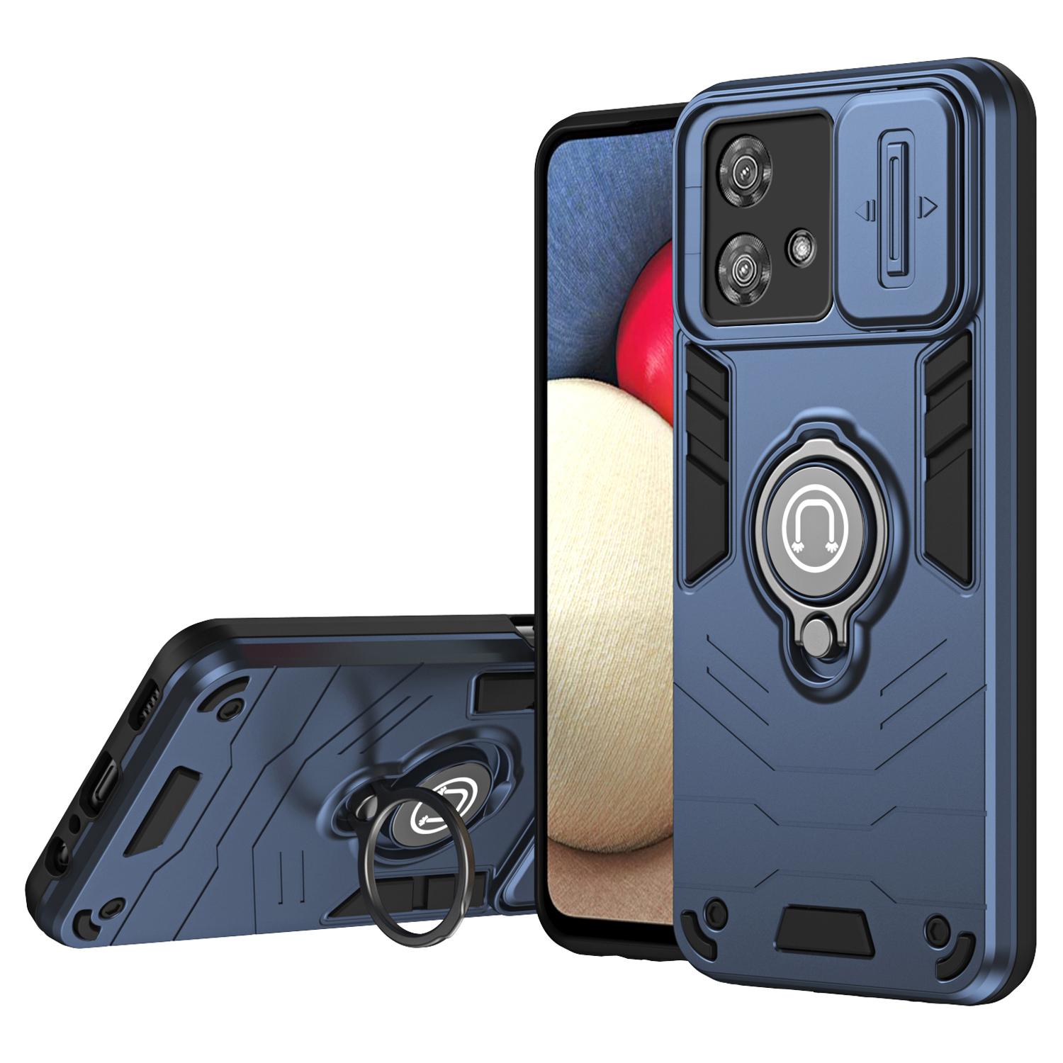 

For Motorola Edge 40 Neo 5G Case Slide Lens Protection PC+TPU Phone Cover Impact-Resistant Blue