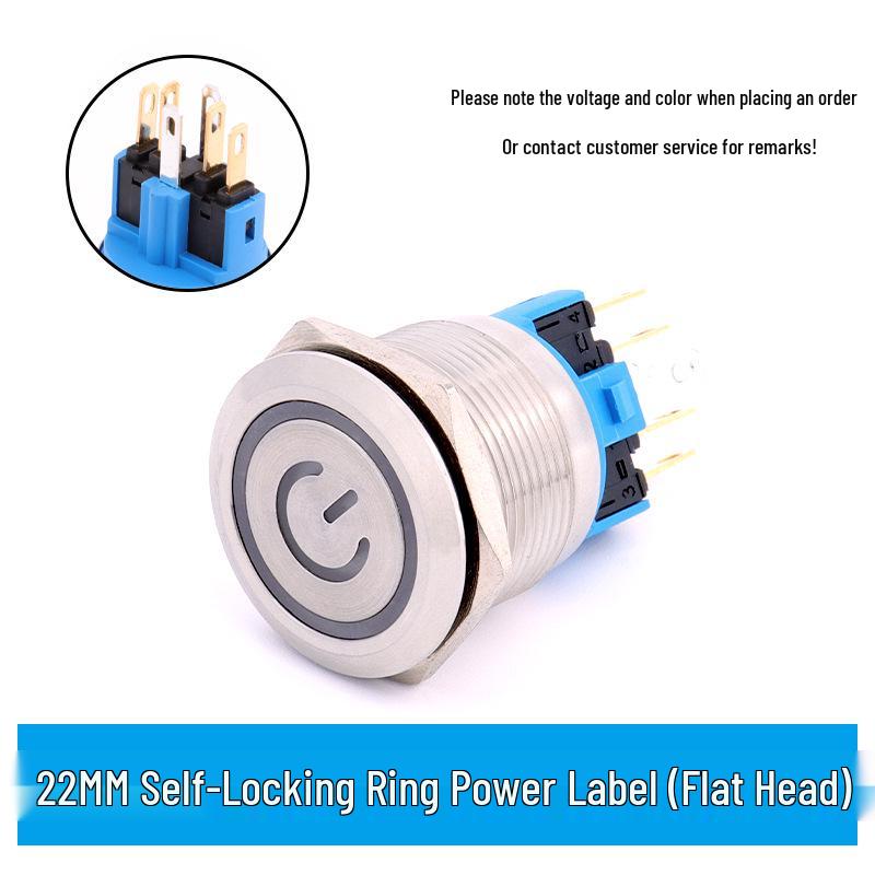 LED Ring Metal Push Button Switch: 12mm, 16mm, 19mm, 22mm - Momentary & Latching Options