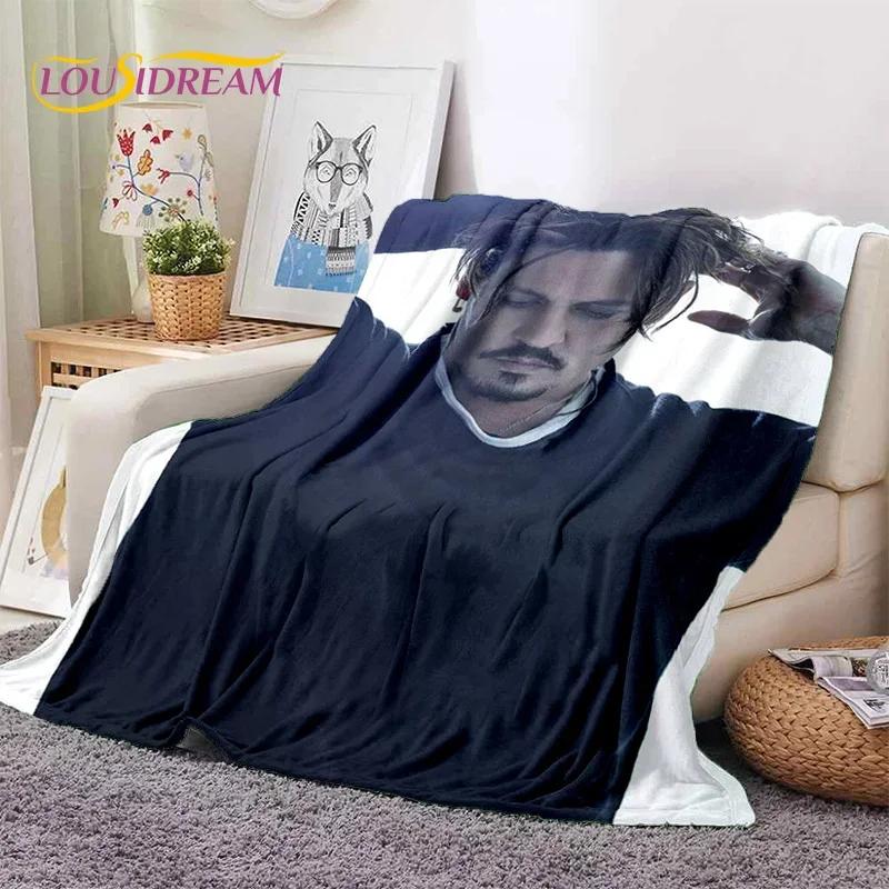 Manta Suave de Franela HD con Impresión 3D de Johnny Depp para Camas Dormitorio Sofá Picnic, Manta Ligera para Cubrir Aire Libre Ocio Regalo