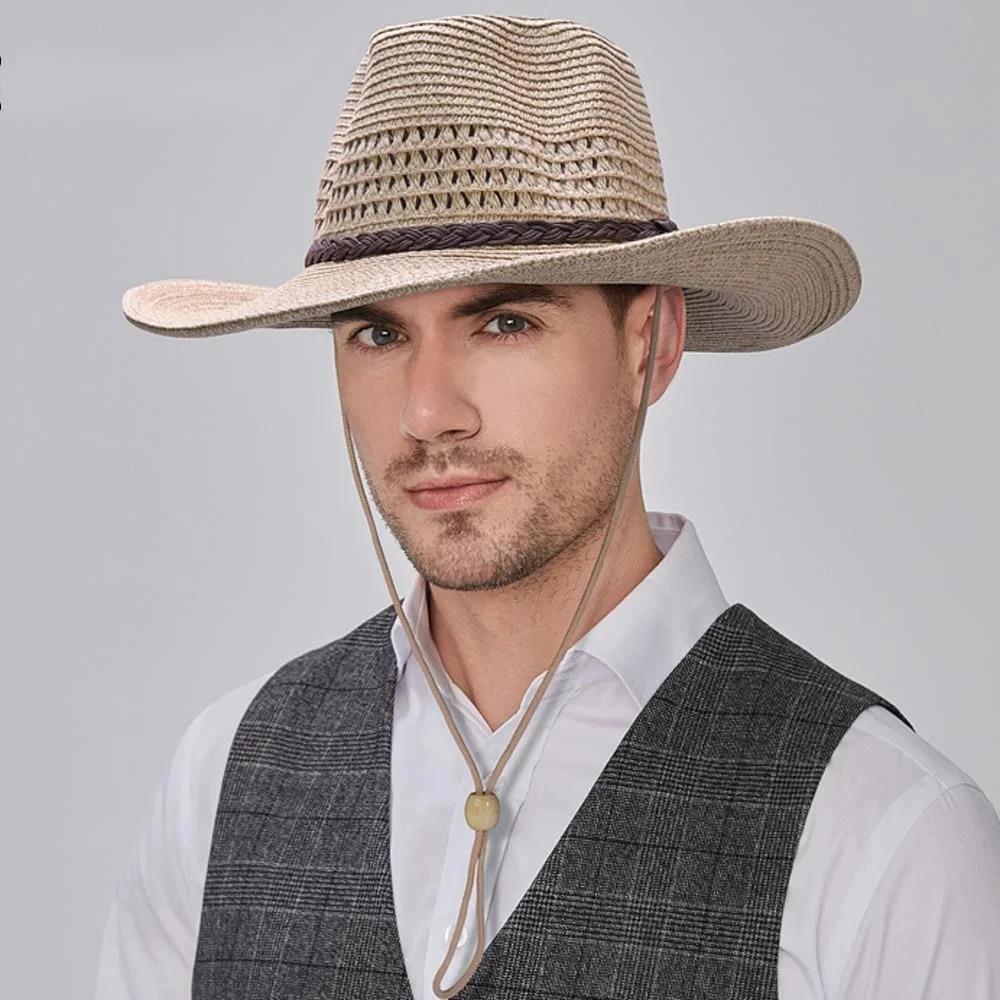 2025 Men Big Head Straw Hat Dad Summer Large Size Sun Cap Male Wide Brim Fedora 58cm 60cm 62cm