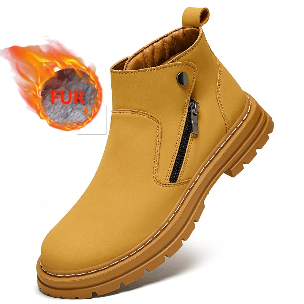 

Fashion Classic British Style Comfortable Leather Boots Luxury Brand Leather Thick Soled Non Slip Outdoor Boots Winter Warm Men s Boots 50