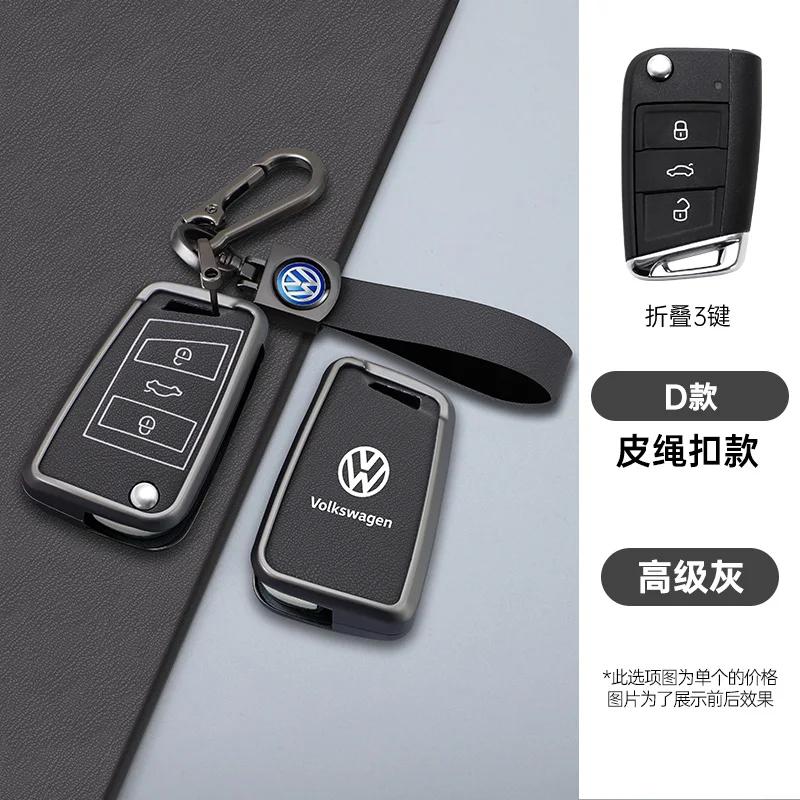 Valve Stems Caps For VOLKSWAGEN VW New Zinc Alloy Leather Car Remote Key Case Cover Protector Holder Shell For VW Volkswagen Gol GB31