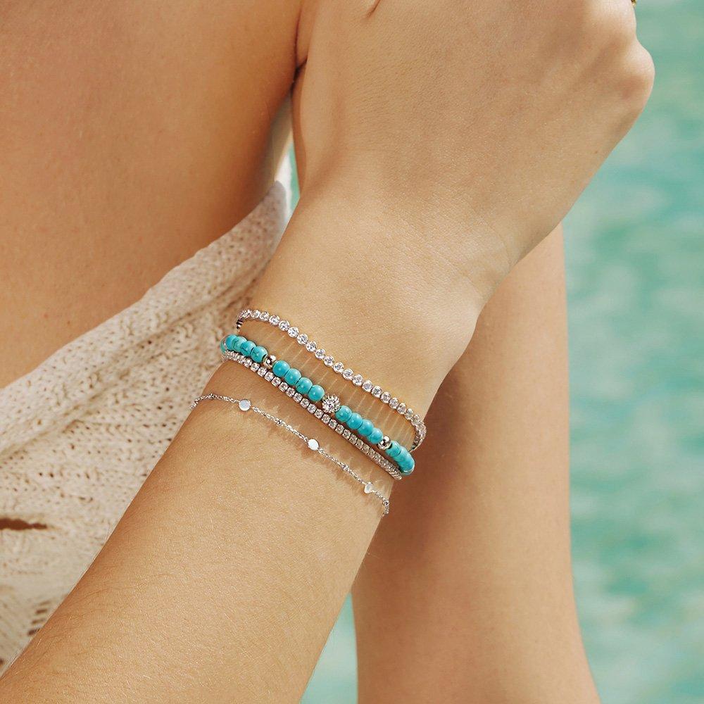 Silver Turquoise 925 Silver Bracelet B063-04H