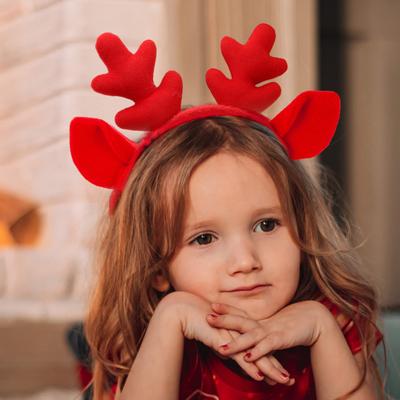 Plush Hairband Festive Christmas Hat Antler Headband Flexible Xmas Headgear for Kids Adults Holiday Decor