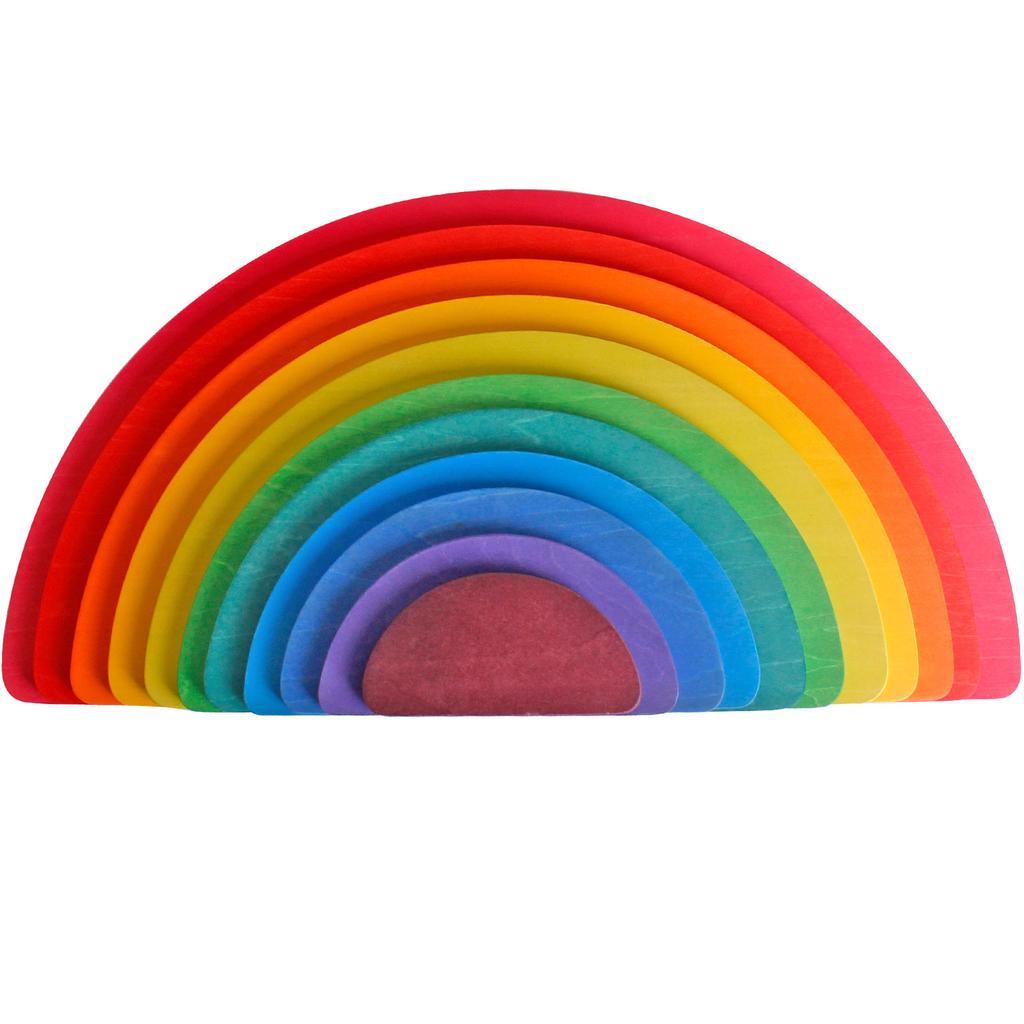 Rainbow Arch Bridge Building Blocks Wooden Colorful Stacking Little People Folding Joyful Children's Early Education Rainbow Building Block Toys