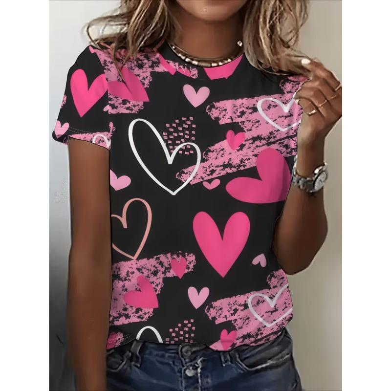 Fashion Printed Women's Short Sleeve Casual Loose Top Crew Neck T-Shirts Women’s