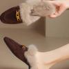 Fashion Women's Fashion Plush Slippers Winter New Retro Home Closed Toe Cotton Slippers Soft Flat Bottomed Toe Comfortable Women's Shoes