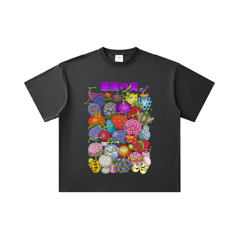 260 GSM Double Yarn 32 Count 100% Cotton One Piece V52 Devil Fruits Print Unisex Heavy Cotton T Shirt